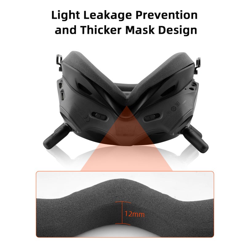 HeiyRC Foam Padding for DJI Goggles V2, Replacement Face Cushion Faceplate Compatible with DJI FPV Combo/Avata Accessories - Upgraded Version, no Light Leakage - Image 3